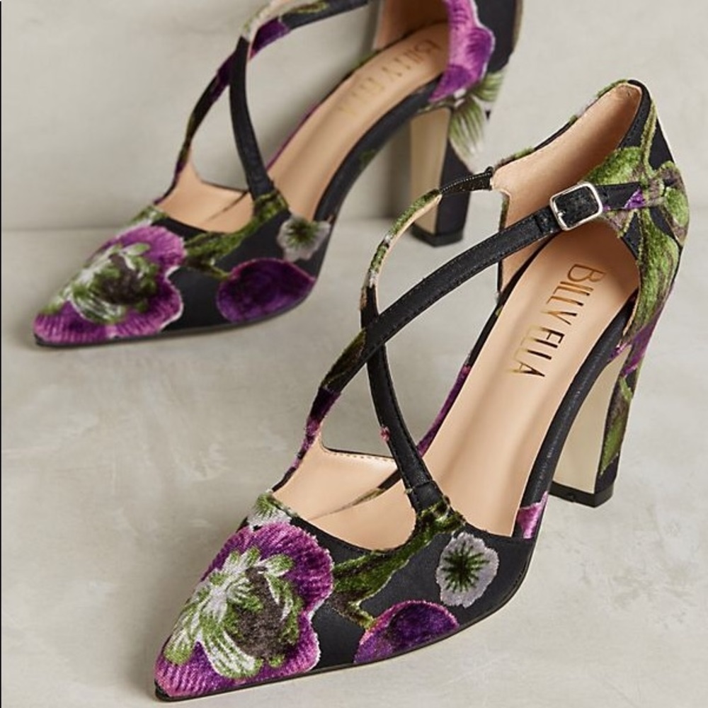 •anthro• billy ella velvet wrapped heels